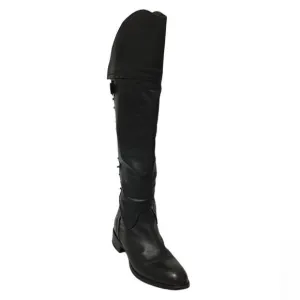 Anthropologie Area Forte Knee High Black Leather Studded Riding Boots Size 37
