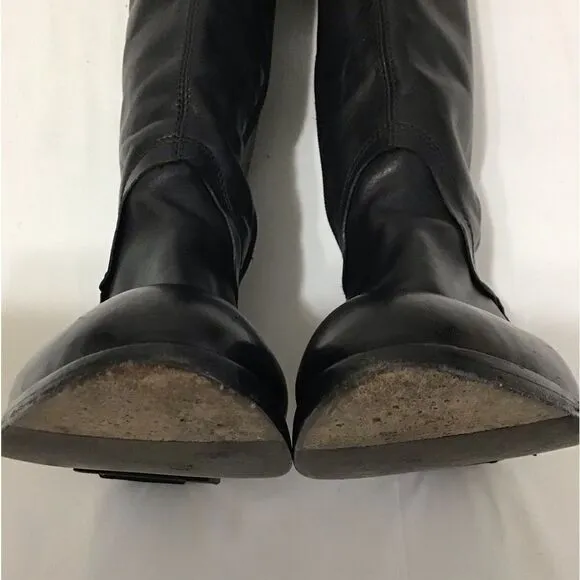 Anthropologie Area Forte Knee High Black Leather Studded Riding Boots Size 37