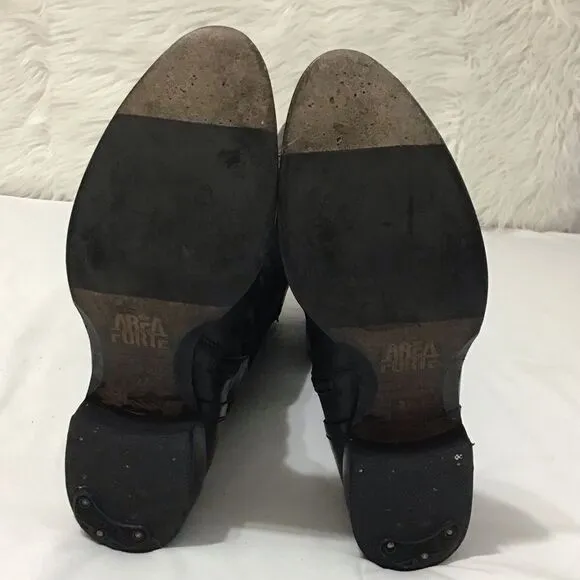Anthropologie Area Forte Knee High Black Leather Studded Riding Boots Size 37