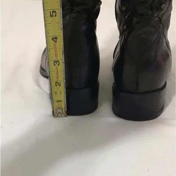 Anthropologie Area Forte Knee High Black Leather Studded Riding Boots Size 37
