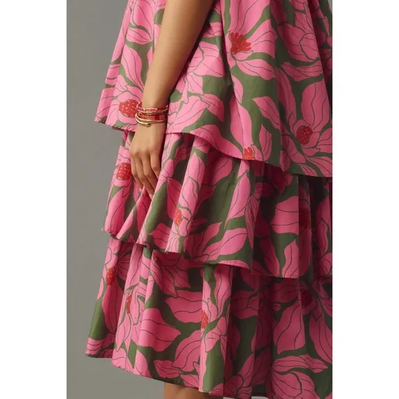 Anthropologie Corey Lynn Calter Tie-Shoulder Tiered Midi Dress NWT SZ S and 1X