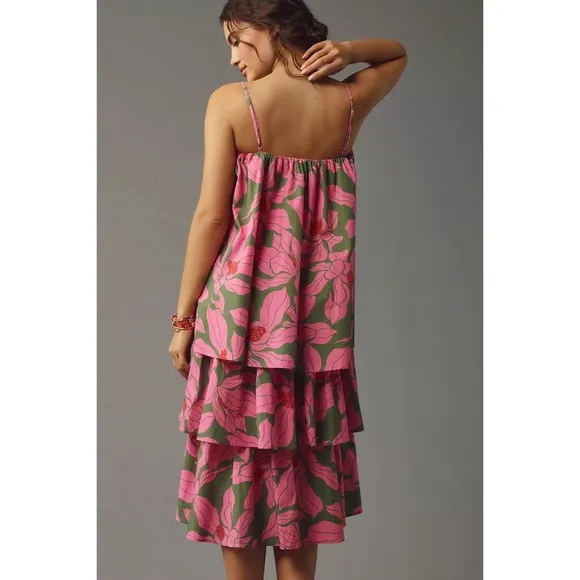 Anthropologie Corey Lynn Calter Tie-Shoulder Tiered Midi Dress NWT SZ S and 1X