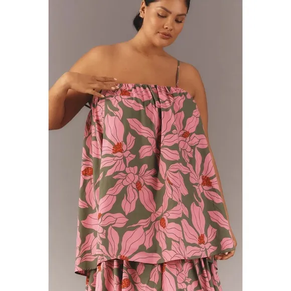 Anthropologie Corey Lynn Calter Tie-Shoulder Tiered Midi Dress NWT SZ S and 1X