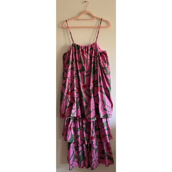 Anthropologie Corey Lynn Calter Tie-Shoulder Tiered Midi Dress NWT SZ S and 1X