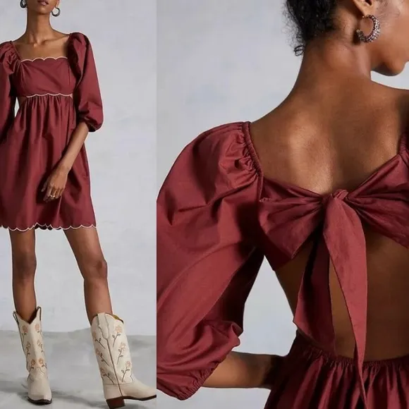 Anthropologie Cut Out Tie Back Dress