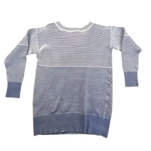 Anthropologie Daily Practice Womens Blue Striped  Corded Sweater Small Boat Neck