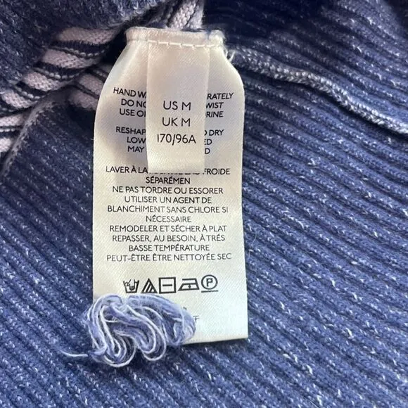 Anthropologie Daily Practice Womens Blue Striped  Corded Sweater Small Boat Neck