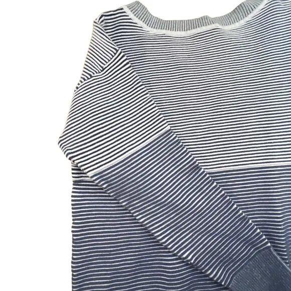 Anthropologie Daily Practice Womens Blue Striped  Corded Sweater Small Boat Neck