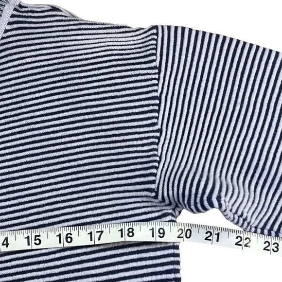 Anthropologie Daily Practice Womens Blue Striped  Corded Sweater Small Boat Neck