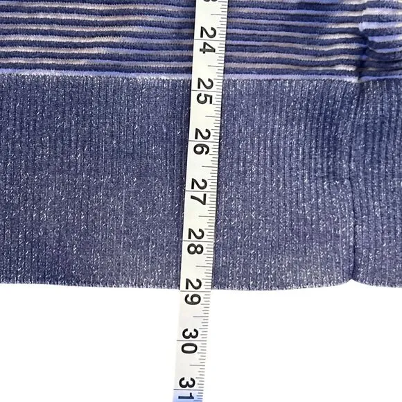Anthropologie Daily Practice Womens Blue Striped  Corded Sweater Small Boat Neck