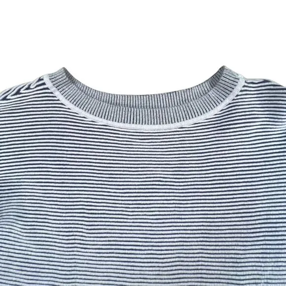 Anthropologie Daily Practice Womens Blue Striped  Corded Sweater Small Boat Neck