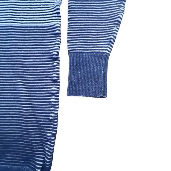 Anthropologie Daily Practice Womens Blue Striped  Corded Sweater Small Boat Neck