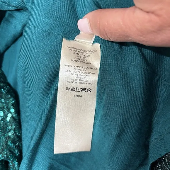 Anthropologie Maeve Alicia Sequined Midi Skirt Womens M Sequins Teal Green Disco