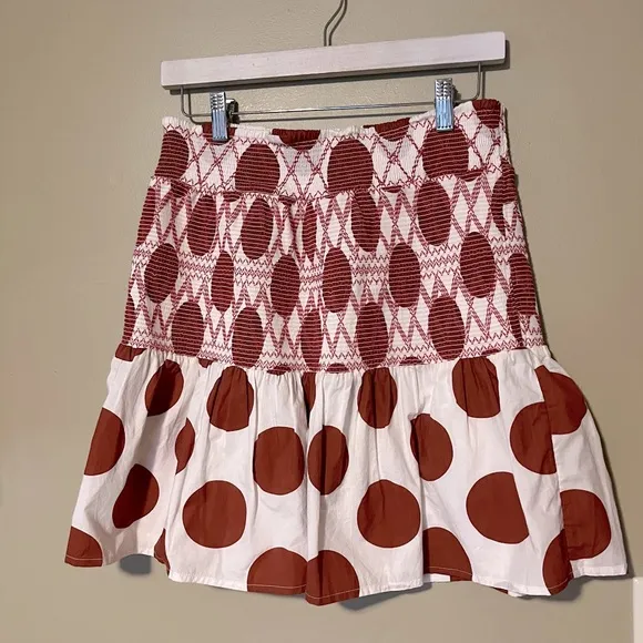 Anthropologie Maeve Smocked Polka Dot Skirt
