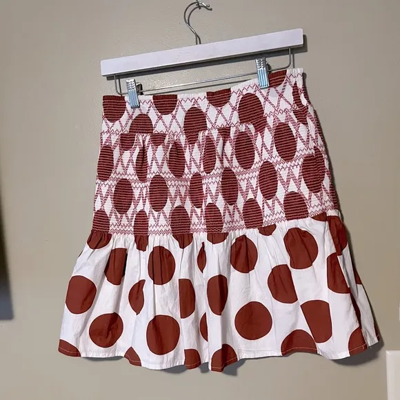 Anthropologie Maeve Smocked Polka Dot Skirt