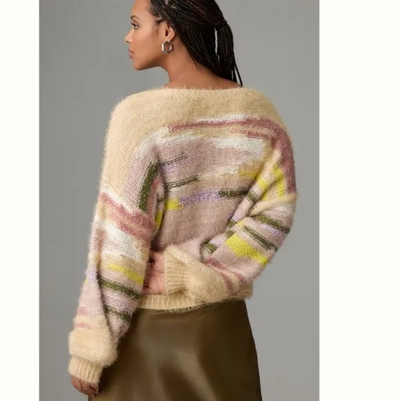 Anthropologie Pilcro Boat-Neck Cropped Sweater L