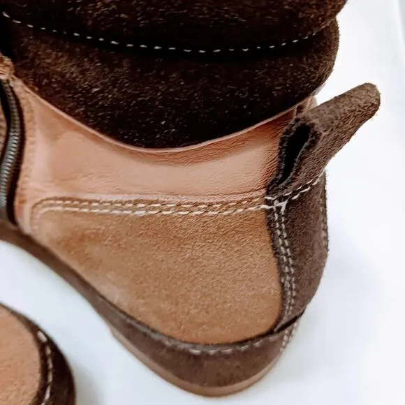 Anthropology Hiking Boots Sz 8 Brown Pink LEATHER SUEDE Keli Dagger Brooklyn