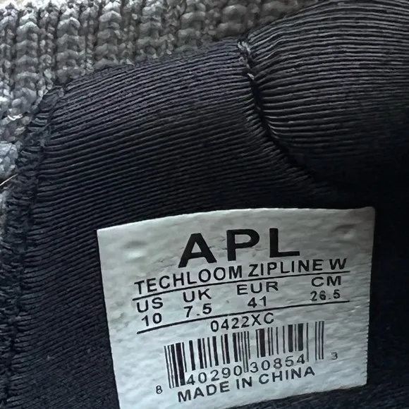 APL TechLoom Zipline Sneaker Size 10W/8.5M Grey/Cement/Black/White