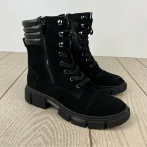 Aqua College Palmer Lace-up Zipper Waterproof Boots 7M Black Suede $140