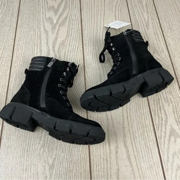 Aqua College Palmer Lace-up Zipper Waterproof Boots 7M Black Suede $140