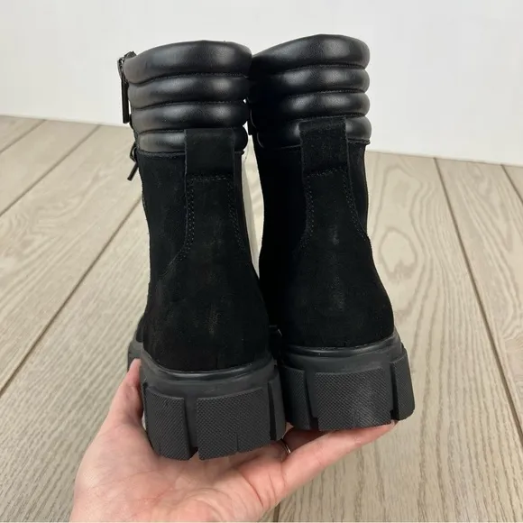 Aqua College Palmer Lace-up Zipper Waterproof Boots 7M Black Suede $140