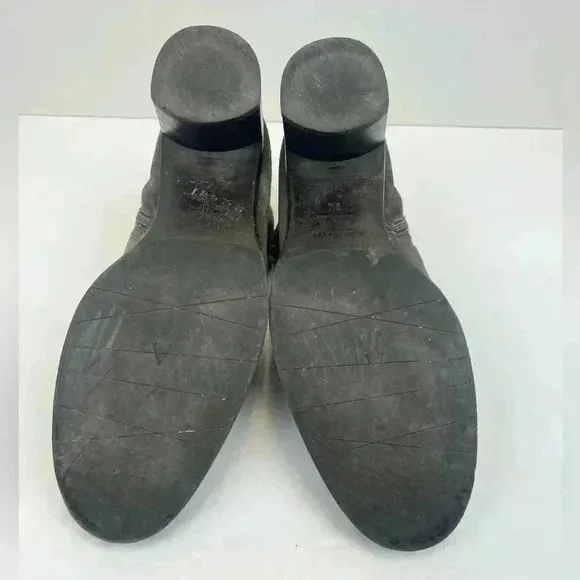 Aquatalia  Ankle Boots Gray Chelsea Suede Block Heel Bootie 9.5 Made In Italy.