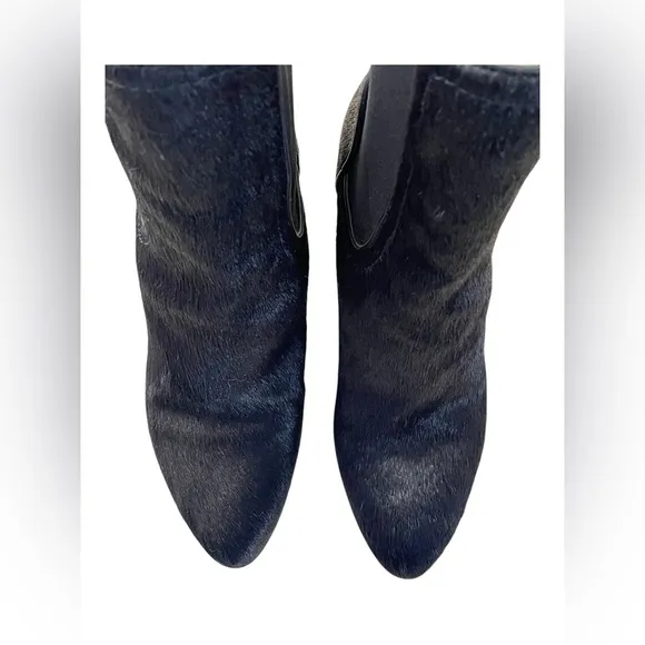 Aquatalia Black Calf Hair &amp; Patent Ankle Boots Size 8