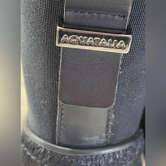 Aquatalia Black Calf Hair &amp; Patent Ankle Boots Size 8