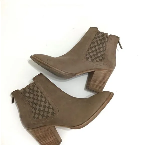 Aquatalia Brown Frannie Western Style Stacked Heel Ankle Boots Sz 10