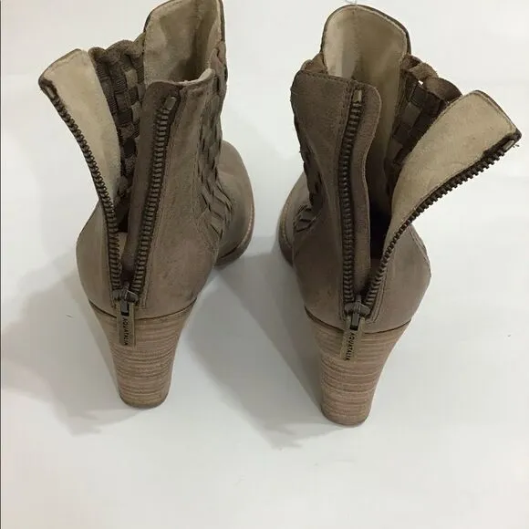 Aquatalia Brown Frannie Western Style Stacked Heel Ankle Boots Sz 10