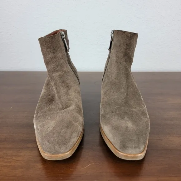 Aquatalia Faria Weatherproof Suede Leather Square Toe Booties 7.5