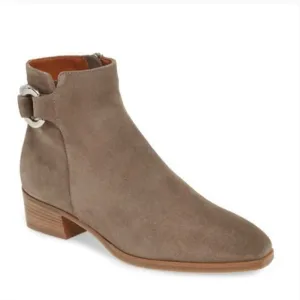 Aquatalia Faria Weatherproof Suede Leather Square Toe Booties 7.5