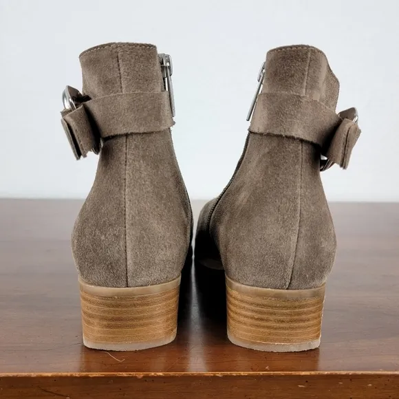 Aquatalia Faria Weatherproof Suede Leather Square Toe Booties 7.5