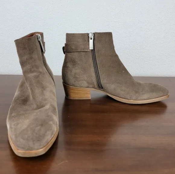 Aquatalia Faria Weatherproof Suede Leather Square Toe Booties 7.5