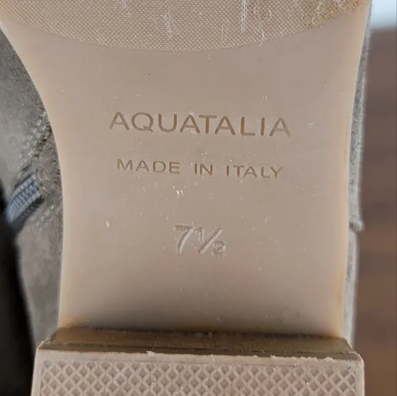 Aquatalia Faria Weatherproof Suede Leather Square Toe Booties 7.5