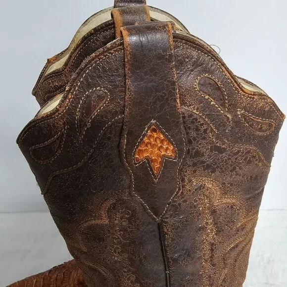 Arango Brown Python Mexican Cowboy Boots Size 8.5