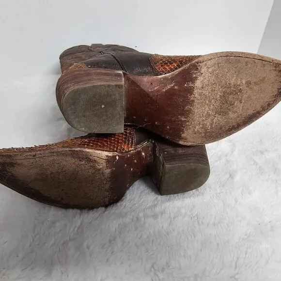 Arango Brown Python Mexican Cowboy Boots Size 8.5