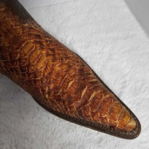 Arango Brown Python Mexican Cowboy Boots Size 8.5