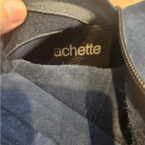 Arche x Achette Blue Night Nubuck Leather Knee High Heeled Boot sz 36 US 5 Basic