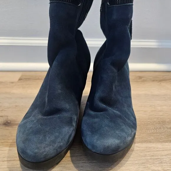 Arche x Achette Blue Night Nubuck Leather Knee High Heeled Boot sz 36 US 5 Basic