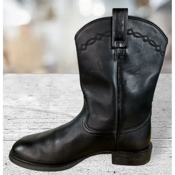 Ariat  35501 Black Heritage Roper Western Leather Black Boots Men's Size 10 D‎