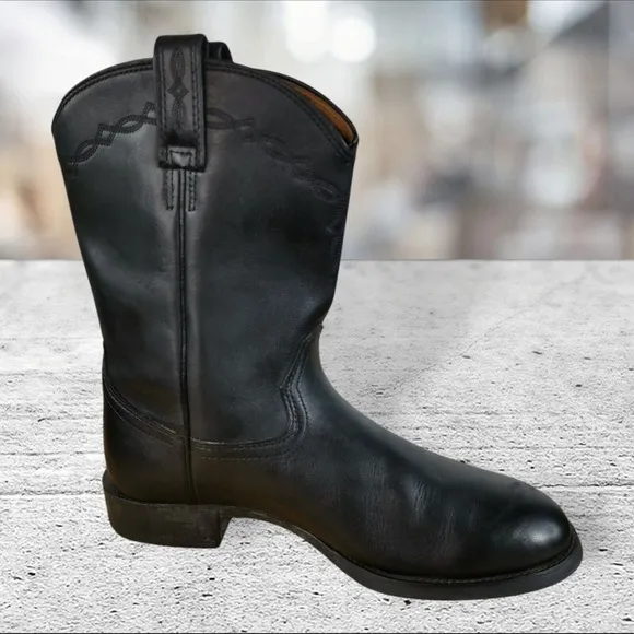 Ariat  35501 Black Heritage Roper Western Leather Black Boots Men's Size 10 D‎