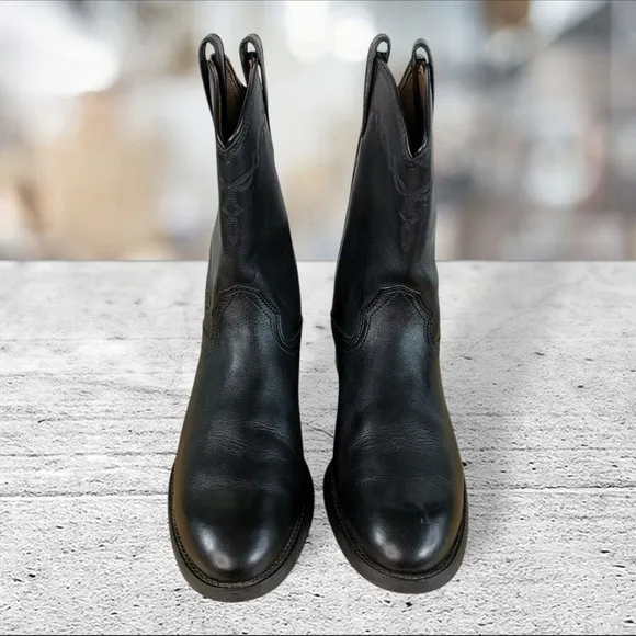Ariat  35501 Black Heritage Roper Western Leather Black Boots Men's Size 10 D‎