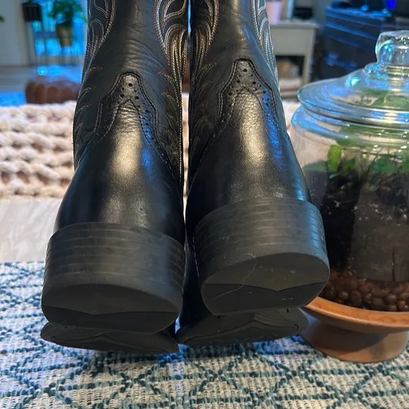Ariat Black Leather Square Toe Cowboy Boots