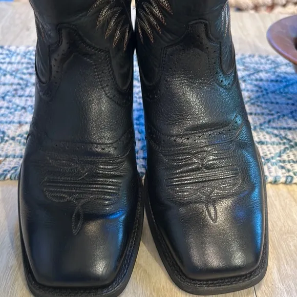 Ariat Black Leather Square Toe Cowboy Boots