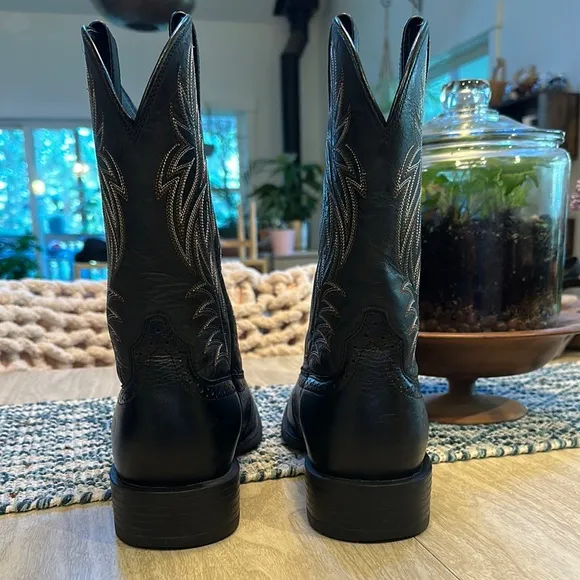 Ariat Black Leather Square Toe Cowboy Boots