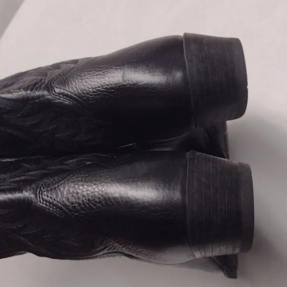 Ariat Black Western Cowboy Boots with Decorative Stitching Size 10 1/2 EE
