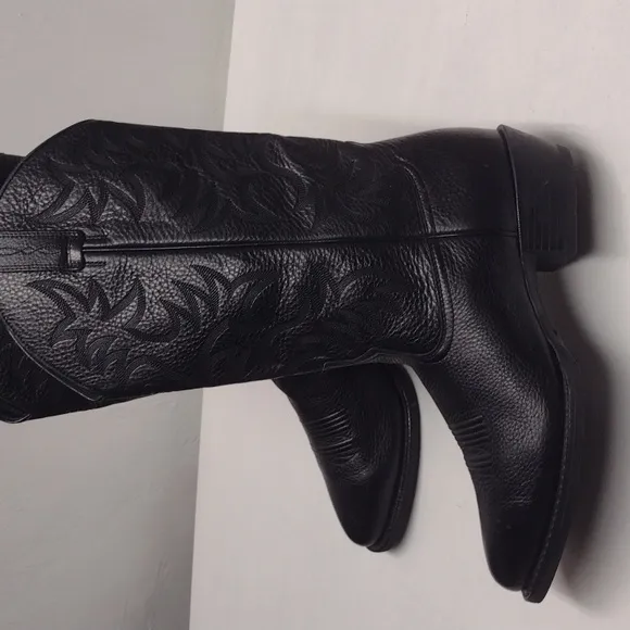 Ariat Black Western Cowboy Boots with Decorative Stitching Size 10 1/2 EE