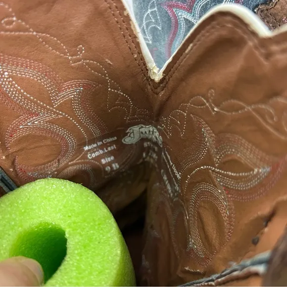 Ariat Brown and Blue Narrow Square Toe Cowboy Boots