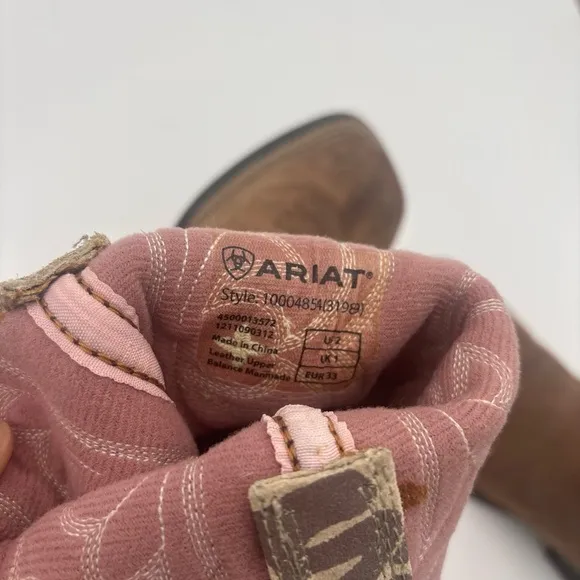 Ariat Brown and Pink Western Boots with Giraffe Print
